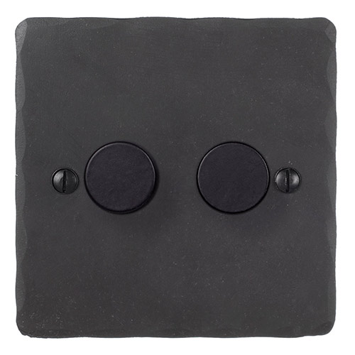 2 Gang Rotary Dimmer Beeswax Hammered Plate