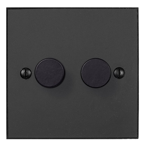 2 Gang Rotary Dimmer Beeswax Bevelled Plate