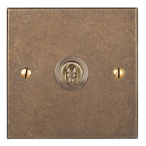 1 Gang Brass Dolly Switch Antiqued Brass Bevelled Plate