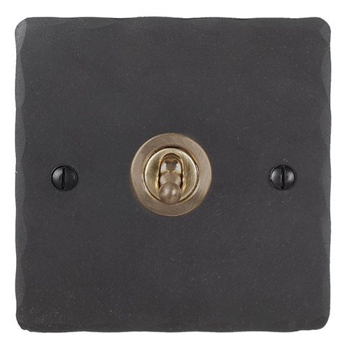 1 Gang Brass Dolly Switch Beeswax Hammered Plate