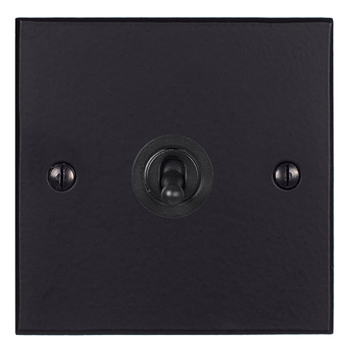 1 Gang Black Dolly Switch Matt Black Bevelled Plate