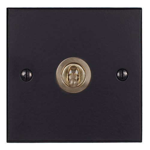 1 Gang Brass Dolly Switch Matt Black Bevelled Plate
