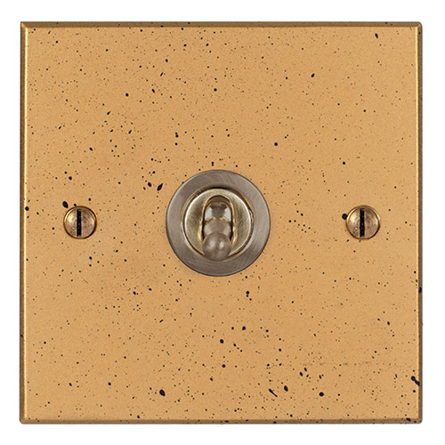 1 Gang Brass Dolly Switch Old Gold Bevelled Plate