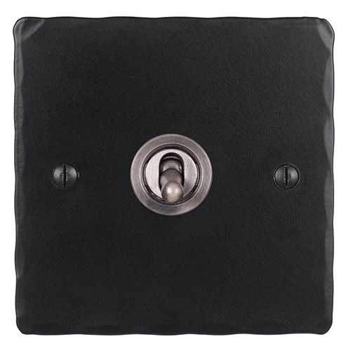 1 Gang Steel Dolly Switch Matt Black Hammered Plate