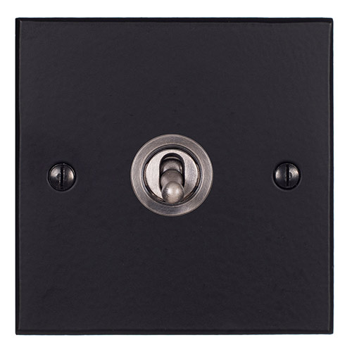 1 Gang Steel Dolly Switch Matt Black Bevelled Plate