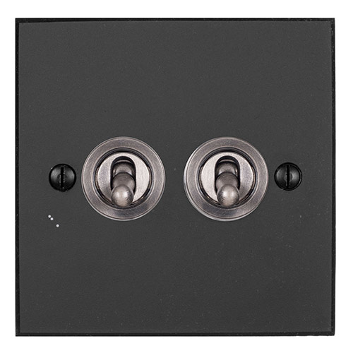 2 Gang Steel Dolly Switch Beeswax Bevelled Plate