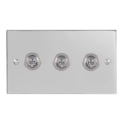 3 Gang Chrome Dolly Switch Nickel Bevelled Plate