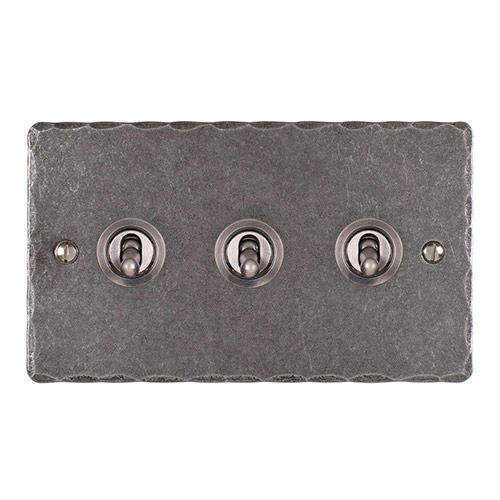 3 Gang Steel Dolly Switch Polished Hammer Plate