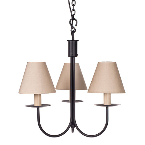 Three Arm Classic Pendant Light in Matt Black