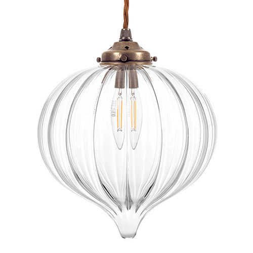 Ava Glass Pendant Light in Antiqued Brass