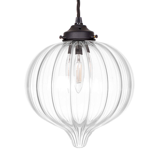 Ava Glass Pendant Light in Matt Black