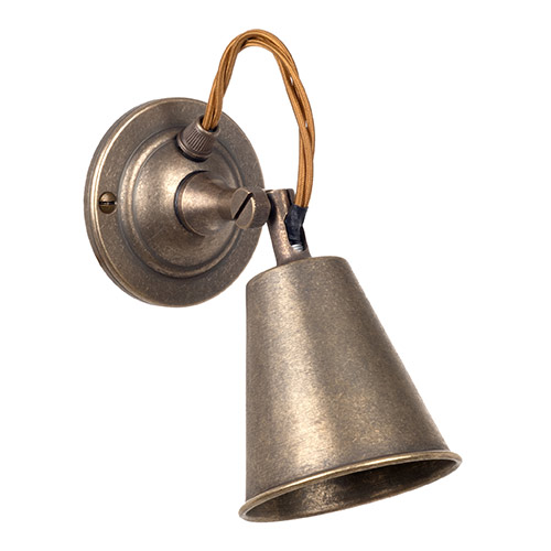 Single Curtis Spot Light in Antiqued Brass