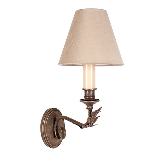 Single Fleur Wall Light in Antiqued Brass