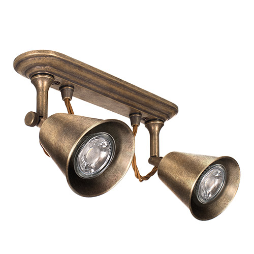 Double Curtis Spot Light in Antiqued Brass