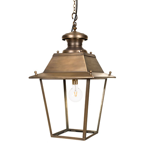 Large Canterbury Lantern in Antiqued Brass