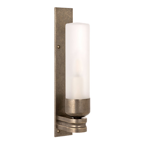 Raydon Wall Light, Frosted Glass, in Antiqued Brass