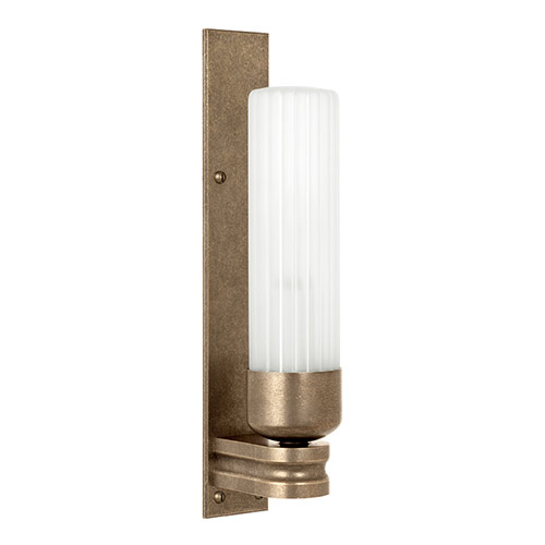 Raydon Fluted Wall Light, Frosted Glass, in Antiqued Brass