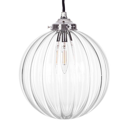 Fulbourn Glass Pendant Light in Nickel