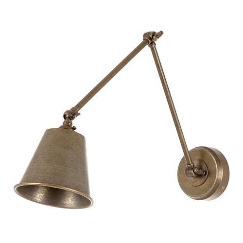 Club Articulated Wall Light in Antiqued Brass