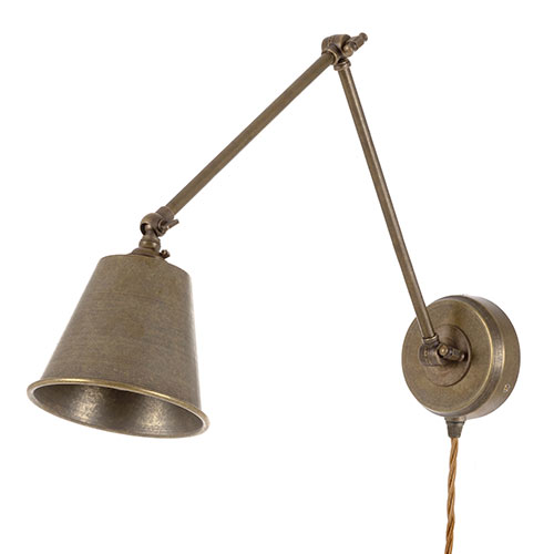 Club Articulated Plug-In Wall Light in Antiqued Brass