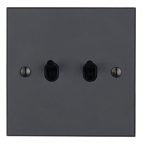 2 Gang Black Toggle Switch Beeswax Bevelled Plate