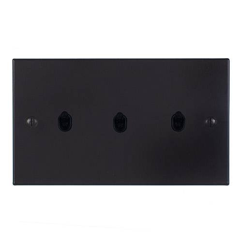 3 Gang Black Toggle Switch Matt Black Bevelled