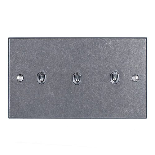3 Gang Steel Toggle Switch Polished Bevelled Plate