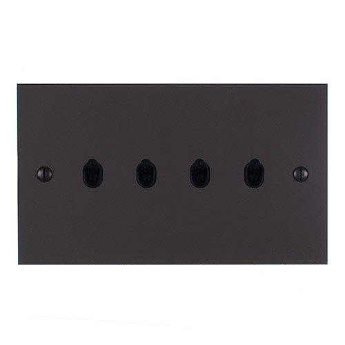 4 Gang Black Toggle Switch Beeswax Bevelled