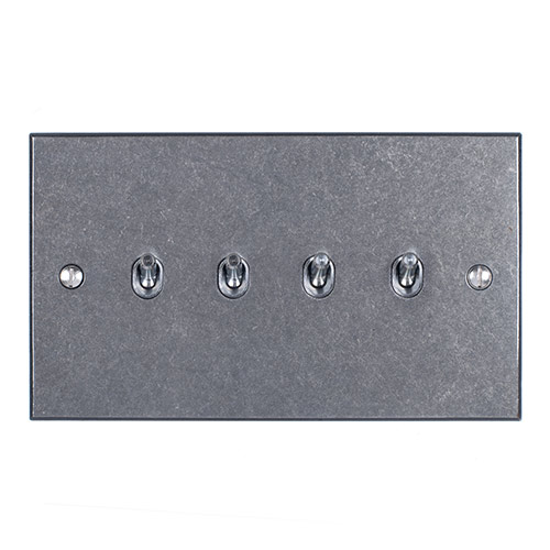 4 Gang Steel Toggle Switch Polished Bevelled