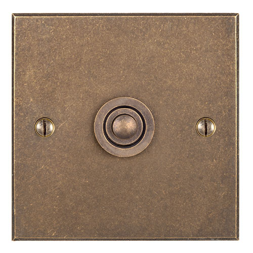 1 Gang Brass Button Switch in Antiqued Brass, Bevelled