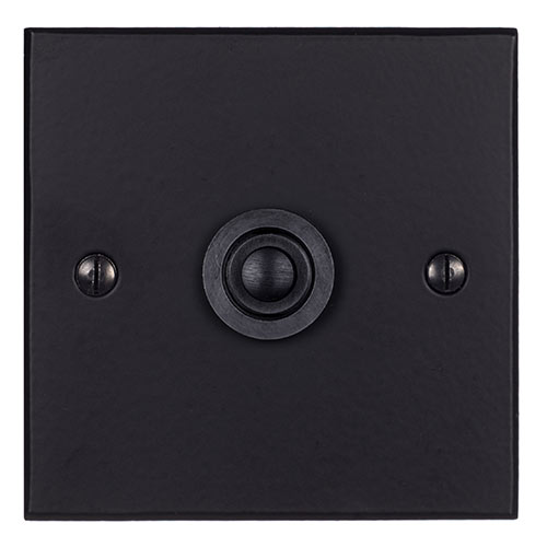 1 Gang Black Button Switch Matt Black Bevelled