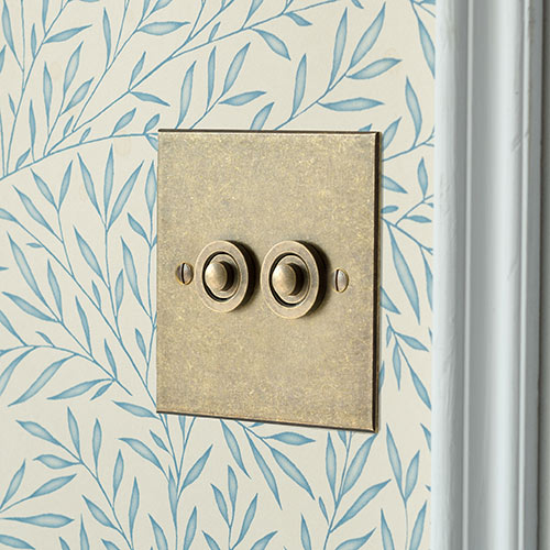 2 Gang Brass Button Switch 