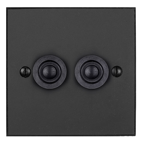 2 Gang Black Button Switch Beeswax Bevelled Plate