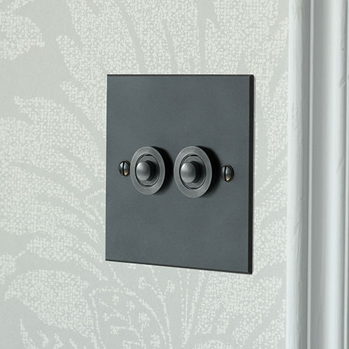 2 Gang Black Button Switch