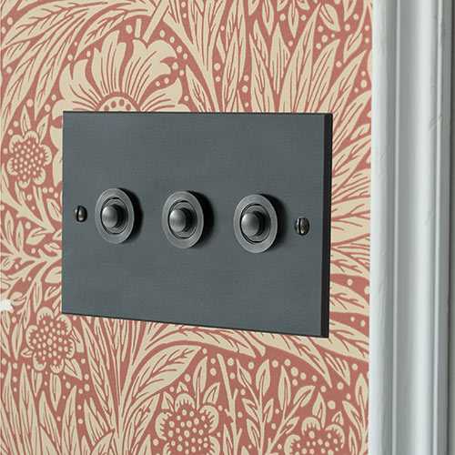 3 Gang Black Button Switch