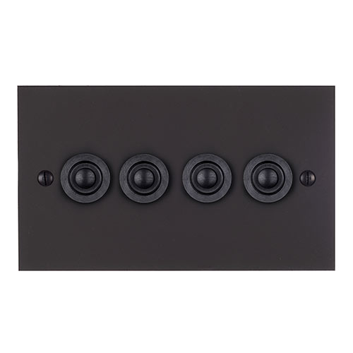 4 Gang Black Button Switch Beeswax Bevelled