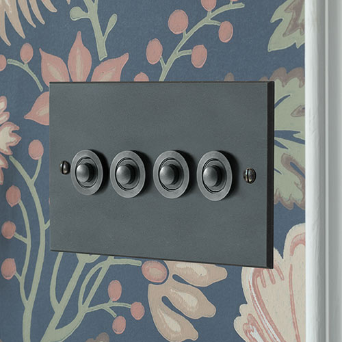 4 Gang Black Button Switch