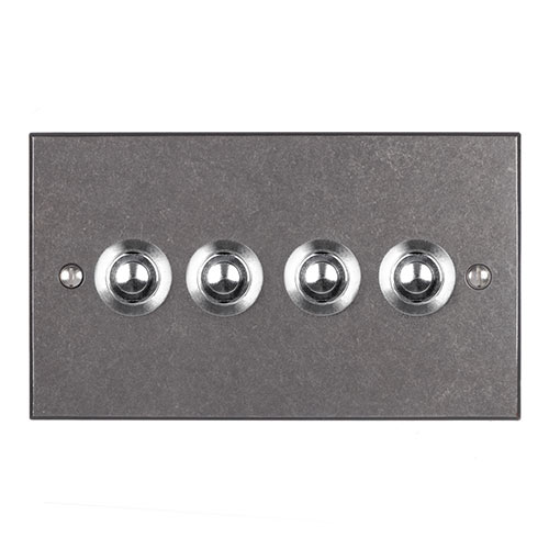 4 Gang Steel Button Switch Polished Bevelled