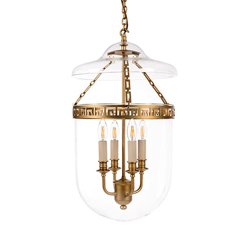 Plain Glass Stafford Pendant Light in Old Gold