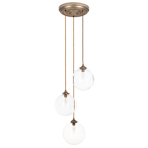 Holborn Triple Pendant Rose in Antiqued Brass
