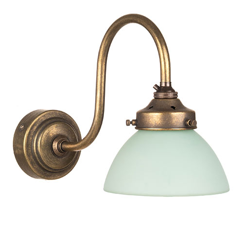 Allegra Jade Green Wall Light In Antiqued Brass
