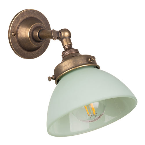 Allegra Jade Green Adjustable Wall Light In Antiqued Brass
