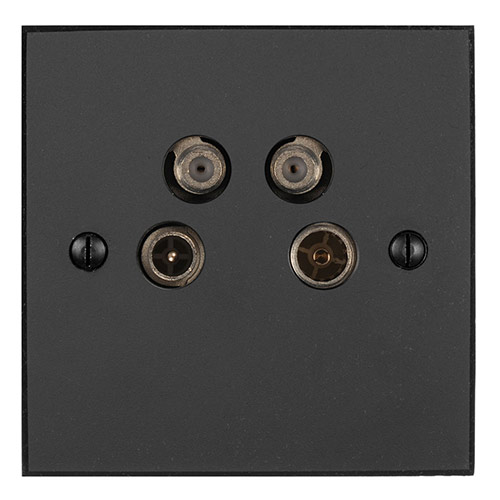 4 Way Satellite Socket Beeswax Bevelled Plate (Sat/TV/Return/Radio)