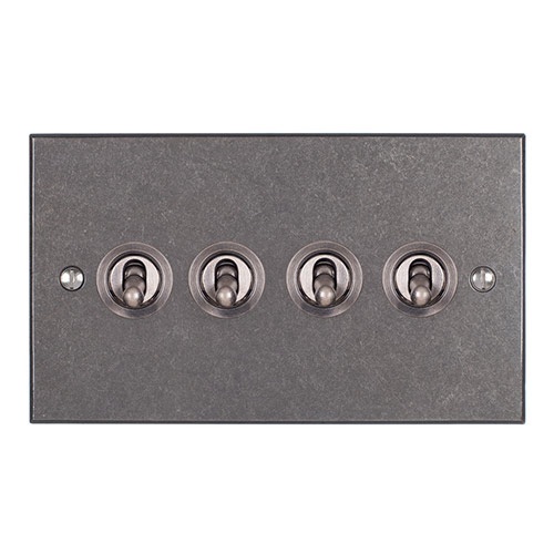 4 Gang Steel Dolly Switch Polished Bevelled Plate