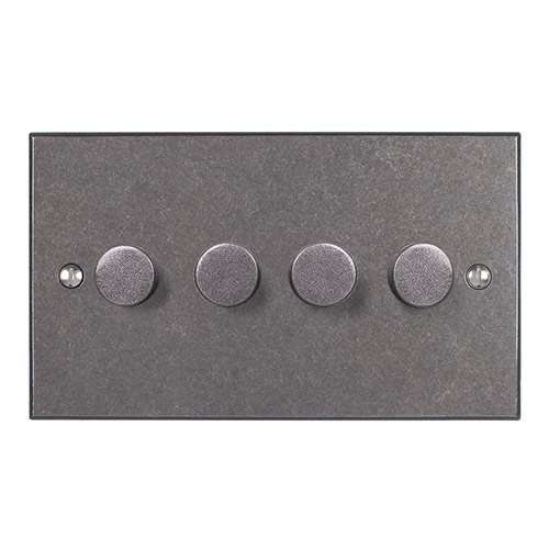 4 Gang Rotary Dimmer in Polished with Bevelled Plate