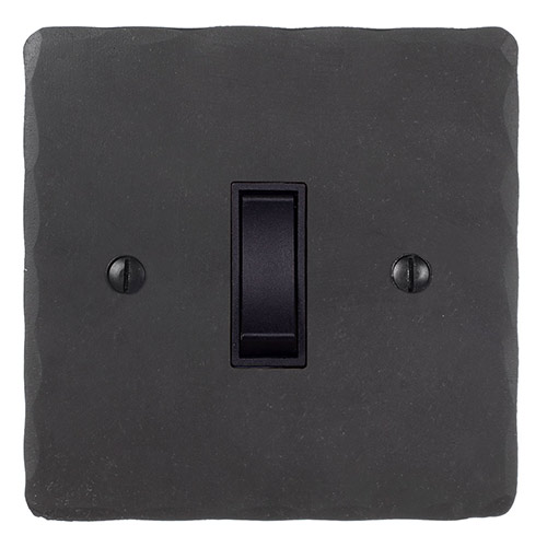 Double Pole Isolator (No Neon) Beeswax Hammered Plate, Black Switch