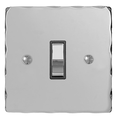 1 Gang Chrome Grid Switch Nickel Hammered Plate