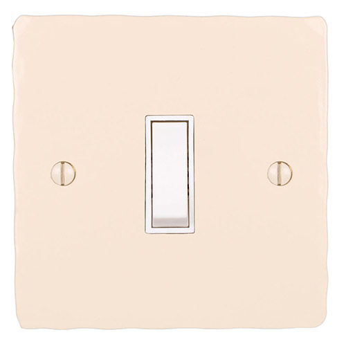 1 Gang White Grid Switch Plain Ivory Hammered Plate