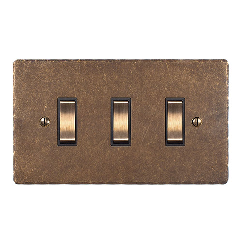 Modular Grid Switches Jim Lawrence 3 Gang Brass Grid Switch Hammered Plate WEB3260