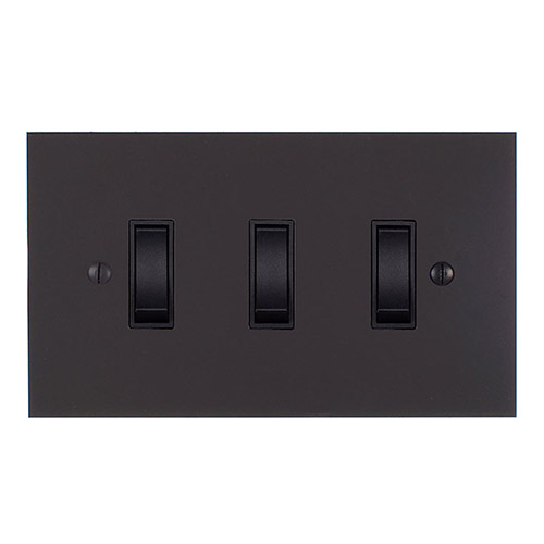 3 Gang Black Grid Switch Beeswax Bevelled Plate